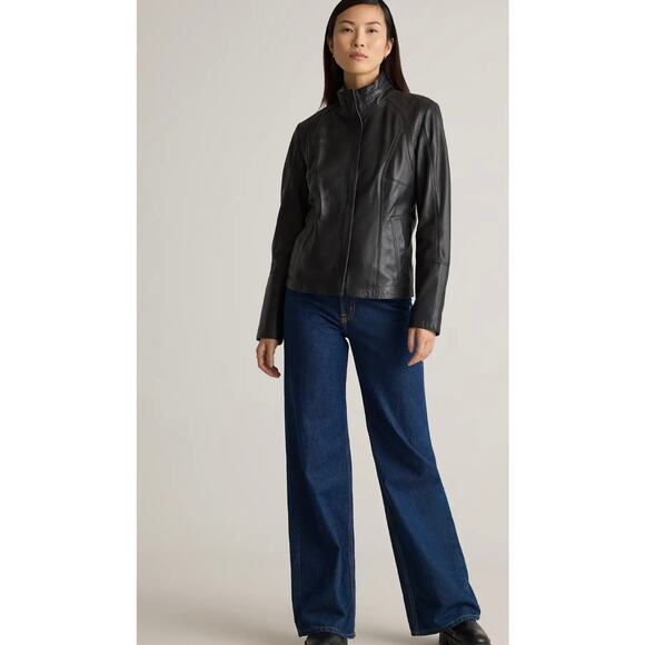 Quince Leather Stand Collar Jacket, XL $450 Retail - Picture 1 of 7